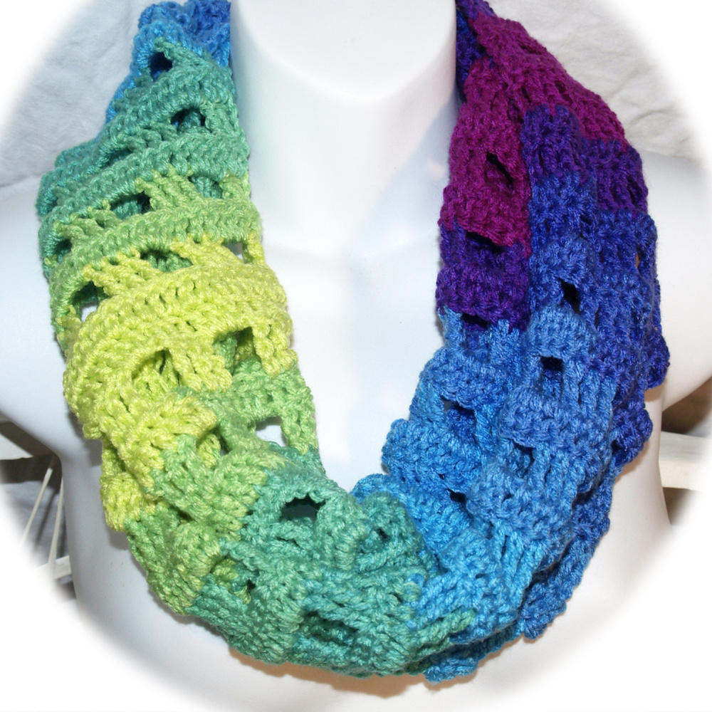 Multicolor Windowpane Infinity - HAND-CROCHETED - Picture 2 of 6